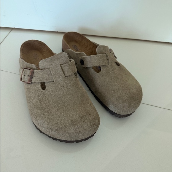 Birkenstock Boston Soft Footbed Suede Leather, Taupe - Picture 2 of 6